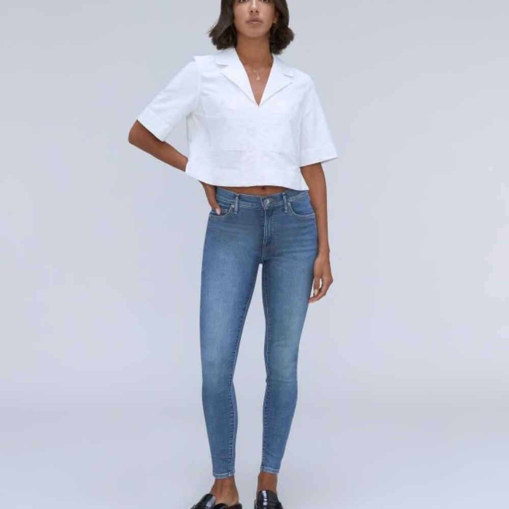 Everlane The Mid-Rise Skinny Stretch Jean Size 24 Atlantic Wash Like New